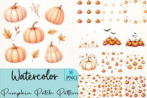 Pumpkin Patch Pattern Clipart, an Illustration by CrexoraLab