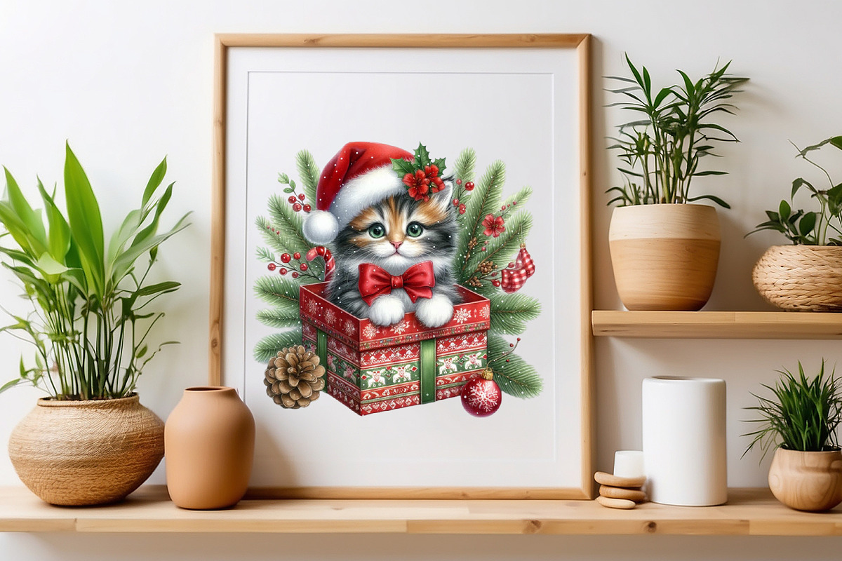 Christmas Cat Sublimation Clipart, a Seasonal Illustration by Craft Nest (Photo 4 of 5)