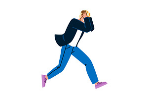 Businessman running away covering, a Person Illustration by pikepicture