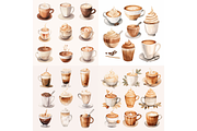 Prompt Watercolor Coffee Clipart, a Decorative Illustration by Creative design (Thumbnail 5 of 7)