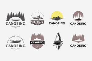 set kayaking logo canoe bundle, a Branding & Logo Template by Pyruos ID