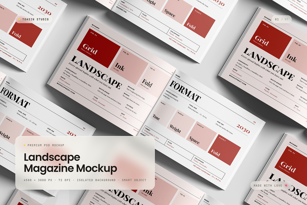 Landscape Magazine Mockup, a Books & Magazine Mockup by Toasin Studio (Photo 1 of 7)