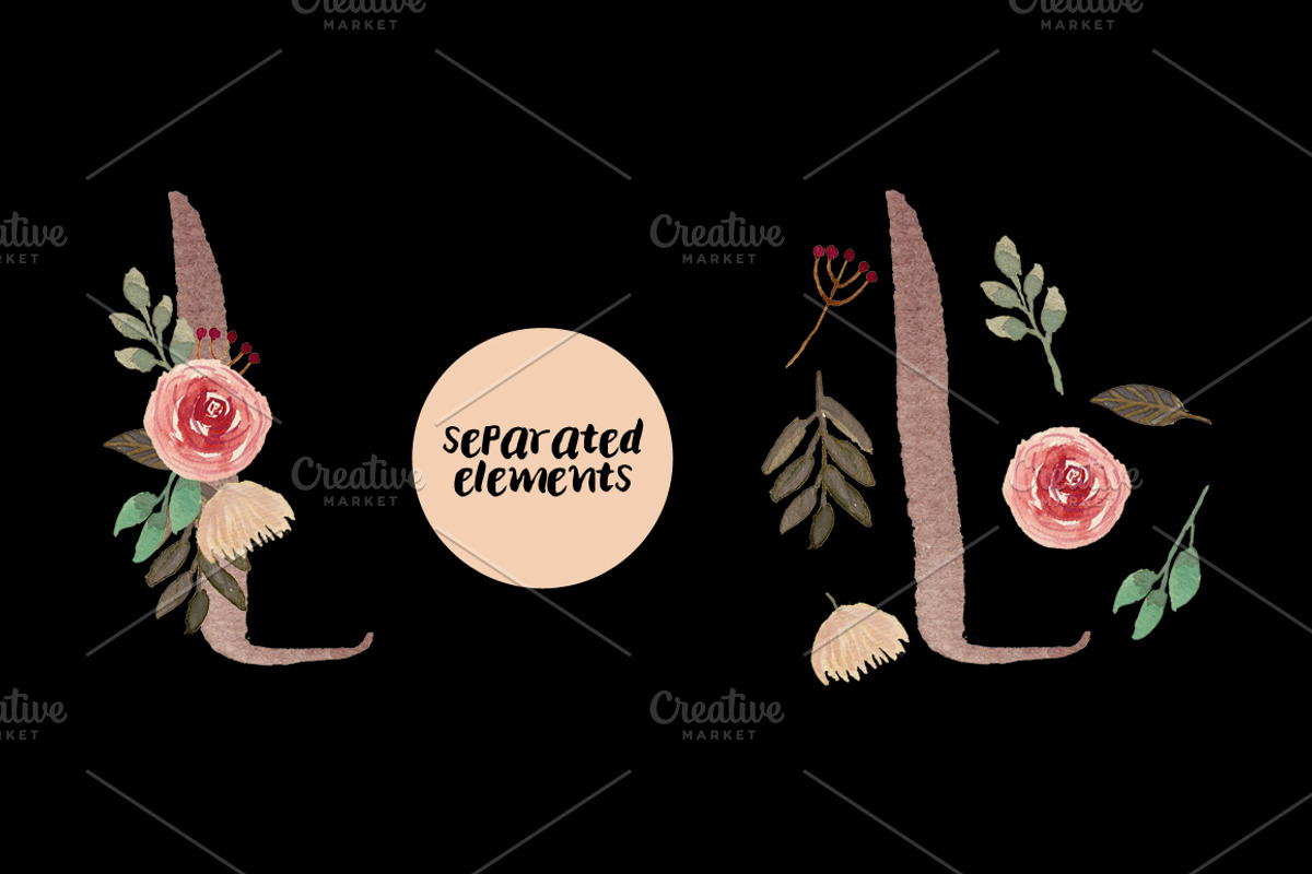 Floral Monogram Letters, a Decorative Illustration by wulano (Photo 4 of 6)