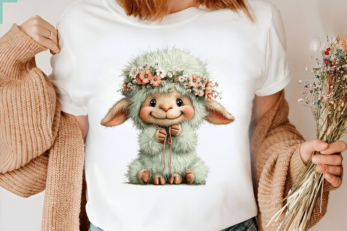 Whimsical Spring Sheep Clipart, an Illustration by CreationArt (Photo 4 of 7)