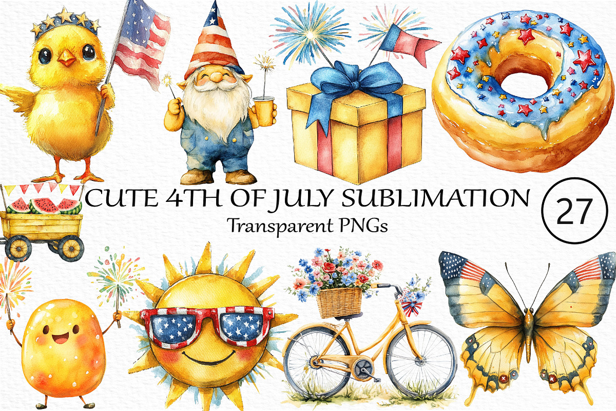 Yellow Cute 4th of July Sublimation, an Illustration by Craft Nest (Photo 1 of 4)
