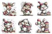 Whimsical Birthday Animals Clipart, an Illustration by Dream Creation (Thumbnail 6 of 6)