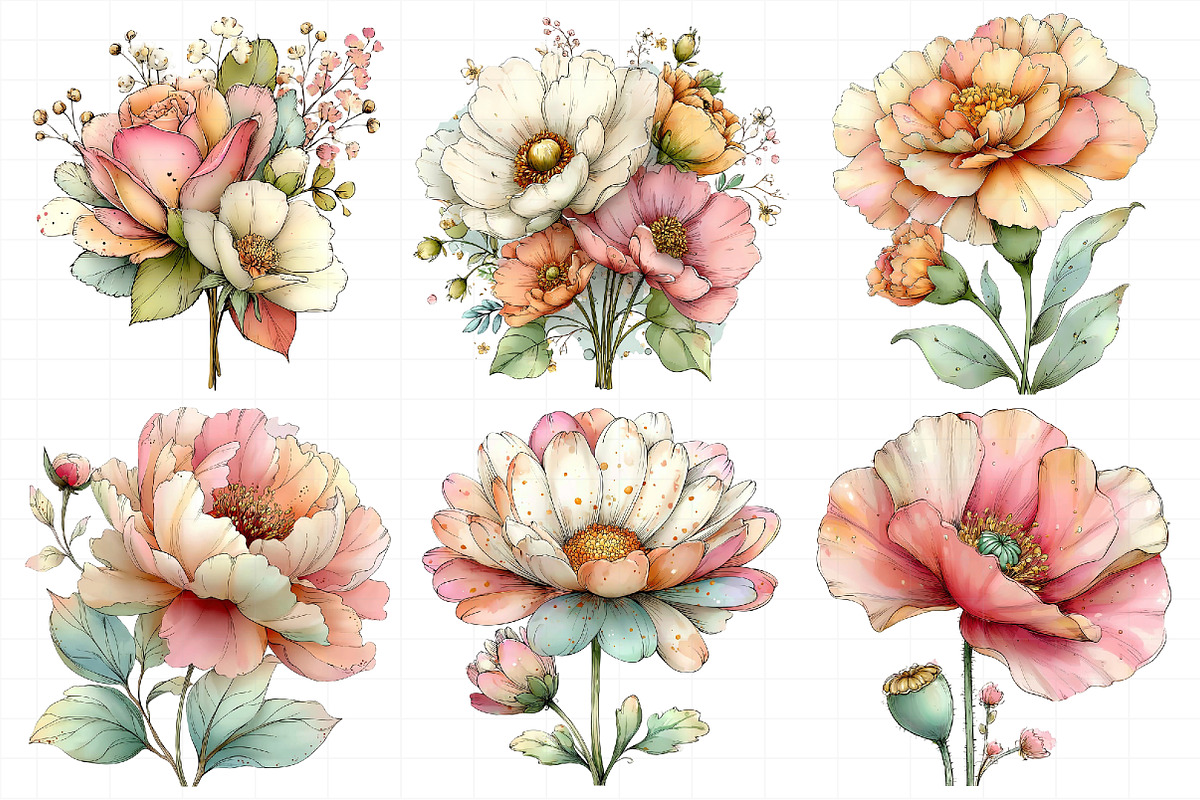 Watercolor Floral Clipart Flower, an Illustration by Daily.Designs (Photo 7 of 8)