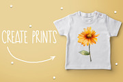 Yellow flower. Watercolor clipart, a Decorative Illustration by ElenazlataArt (Thumbnail 6 of 9)