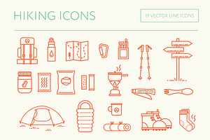 Hiking backpacking Icons