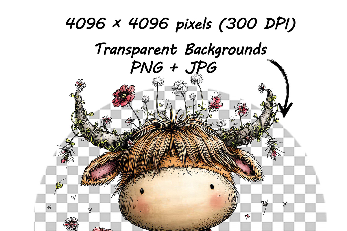 Highland Cow Birthday Animal Clipart, a Graphic by one-touch (Photo 8 of 17)