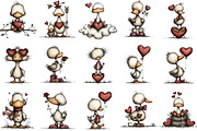 Whimsical Valentine Duck Clipart, an Illustration by designcity5 (Thumbnail 2 of 5)