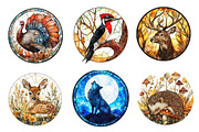 Round Stained Glass Forest Animals, an Illustration by CreationArt (Thumbnail 5 of 5)
