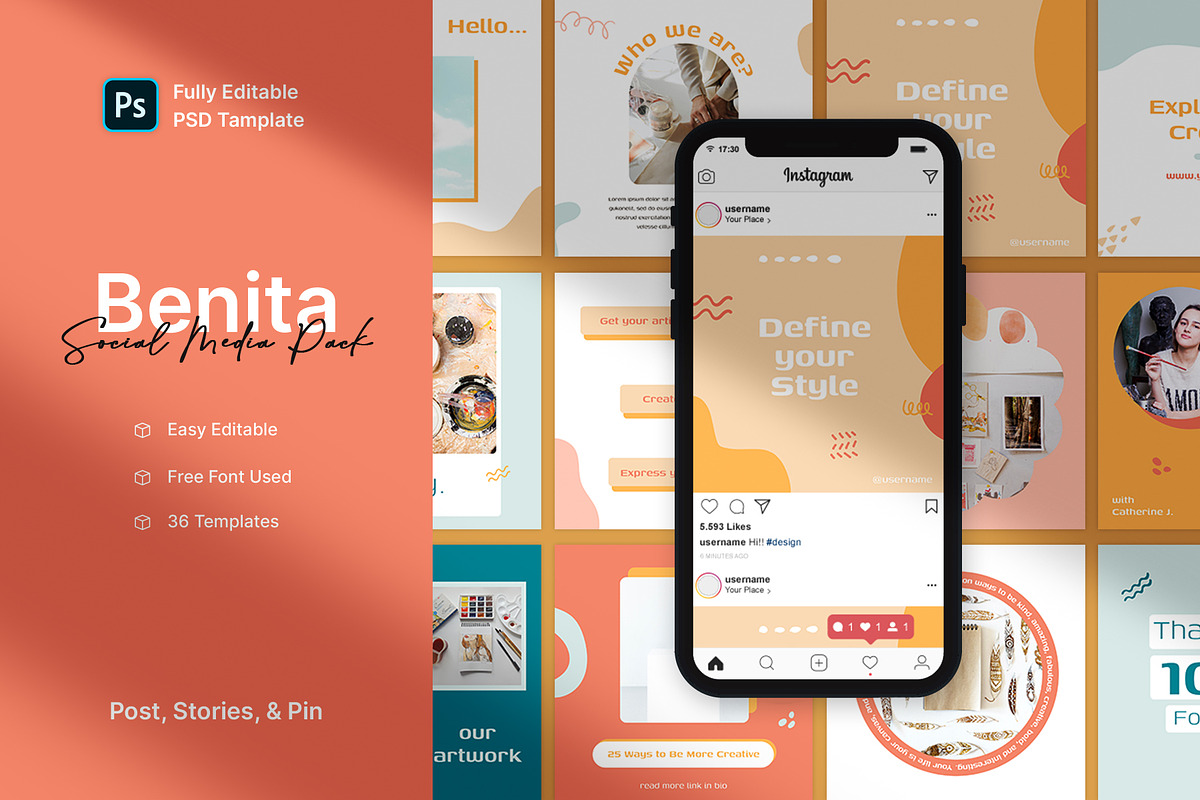 Benita - Creativity Instagram Pack, a Social Media Template by Neetlabs Studio (Photo 1 of 5)