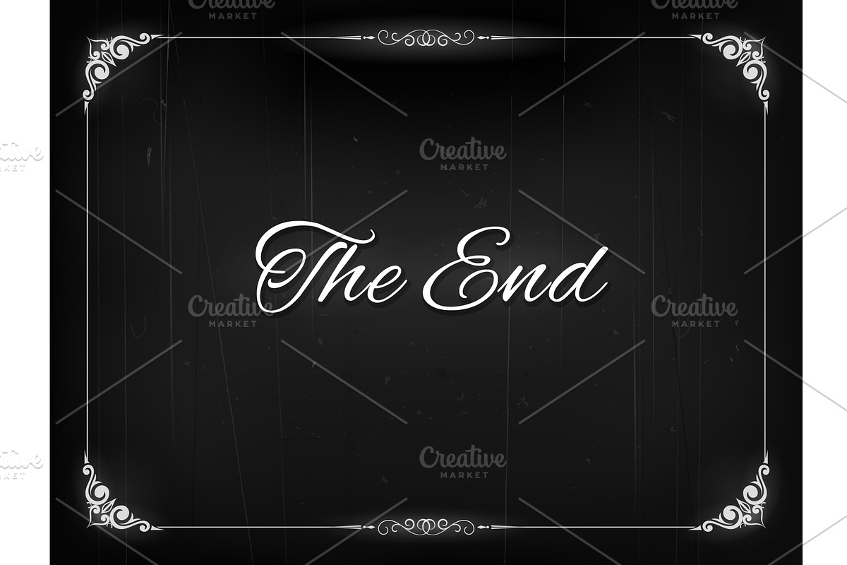 Silent movie film The End screen, an Illustration by Vector Tradition