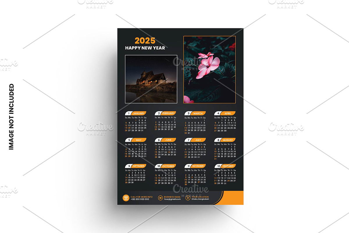2025 Wall Calendar design template, a Stationery Template by graphics city
