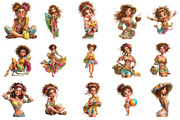 Whimsical Summer Beach Girl Clipart, an Illustration by OK Design (Thumbnail 2 of 6)