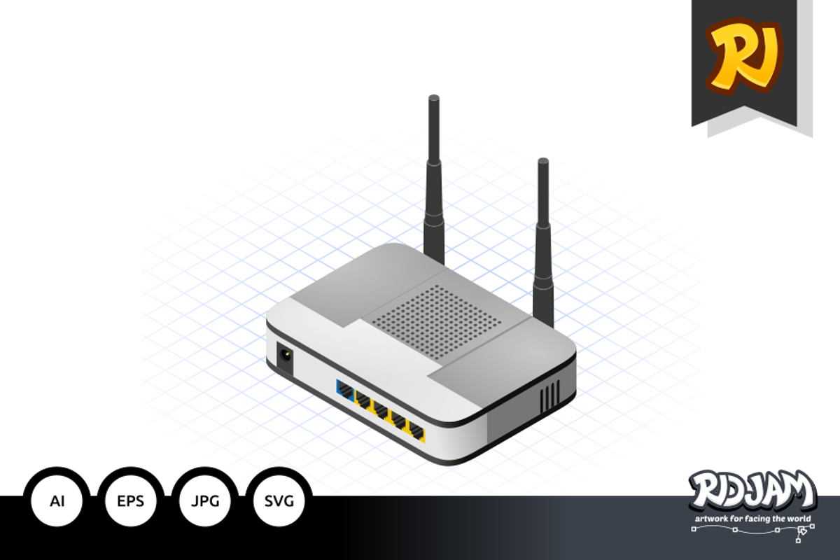Isometric Wireless Router, a Graphic by ridjam