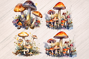 Wild Mushrooms Watercolor Clipart, a Food Illustration by Leakedink (Thumbnail 3 of 4)