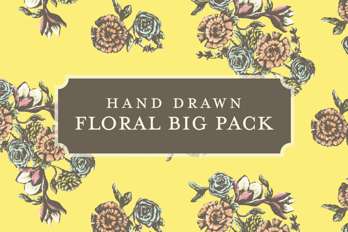 Hand Drawn Floral Big Pack, a Pattern Graphic by Ariel Tyndell Design (Photo 1 of 7)