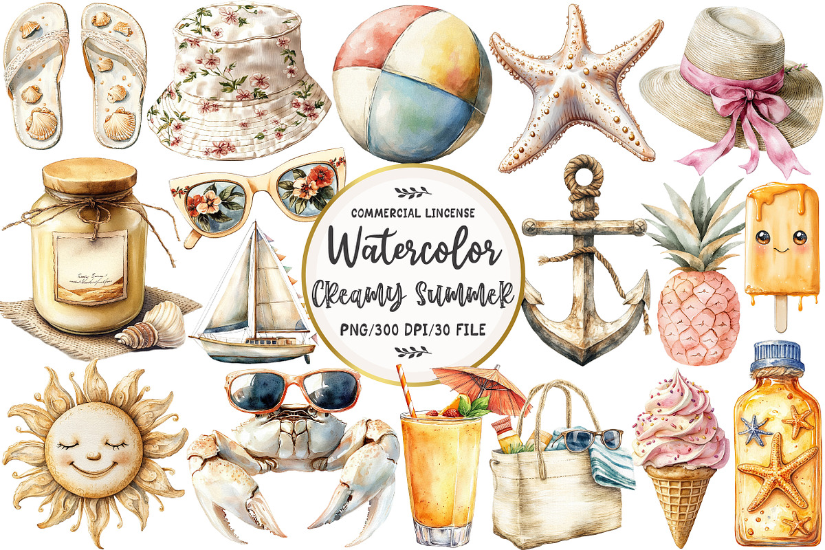 Creamy Summer Sublimation Clipart, an Illustration by OK Design (Photo 1 of 5)