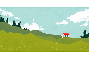 Green grass hills, spring meadow, an Illustration by art PVP - market