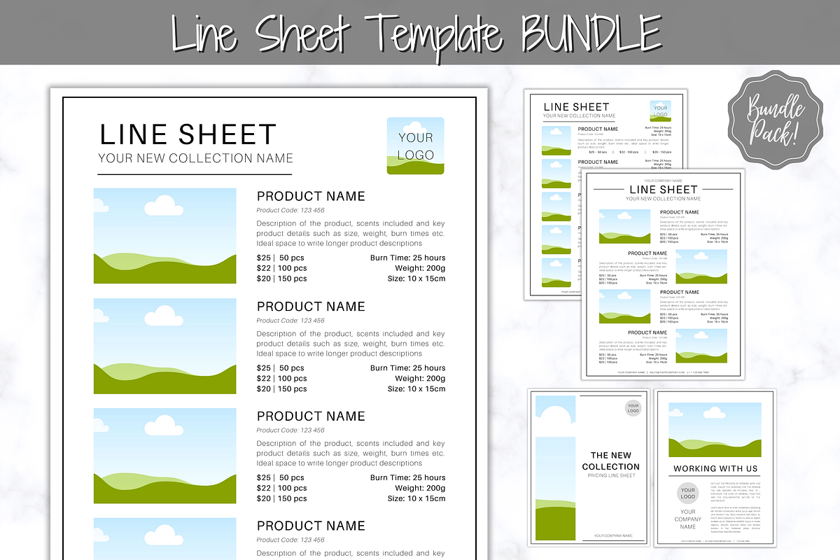 Line Sheet Template Bundle | Creative Market