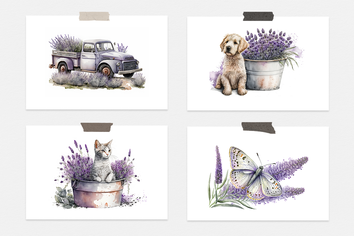 Lavender Watercolor Collection, a Seasonal Illustration by artsy-fartsy (Photo 8 of 12)