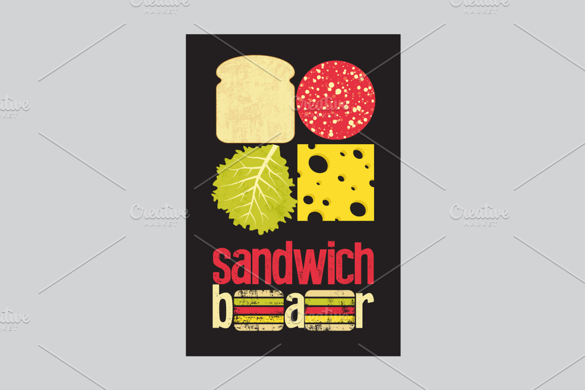 Sandwich Bar grunge vector posters., a Food Illustration by PoPaShop (Photo 5 of 7)