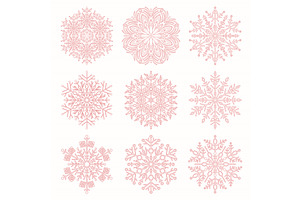 Set of Round Snowflakes With Winter, a Texture Illustration by FineArtStudio