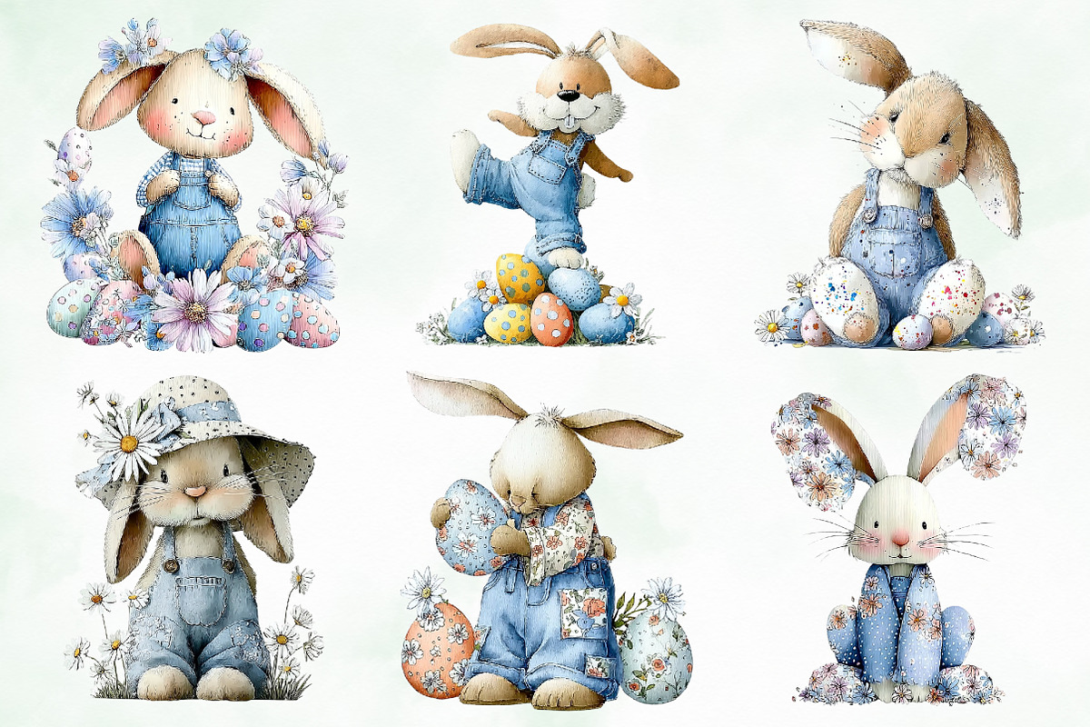 Whimsical Easter Bunny PNG Clipart, an Illustration by Creative Art (Photo 3 of 8)