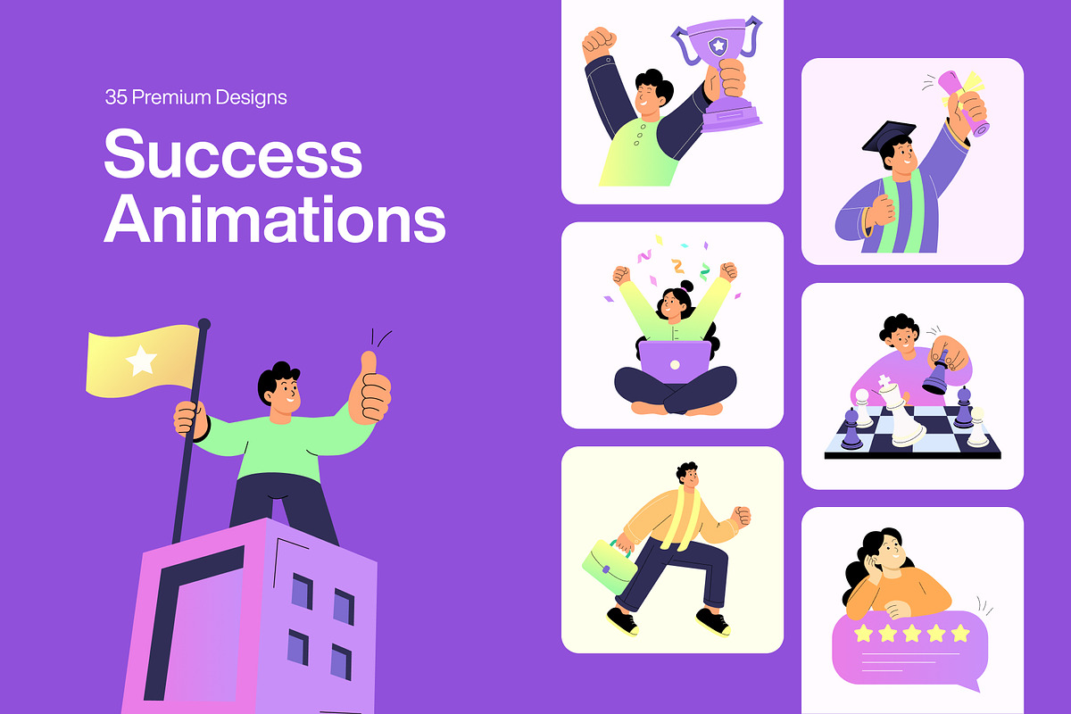 35 Animated Success Illustrations, a Person Illustration by Prosymbols (Photo 1 of 4)