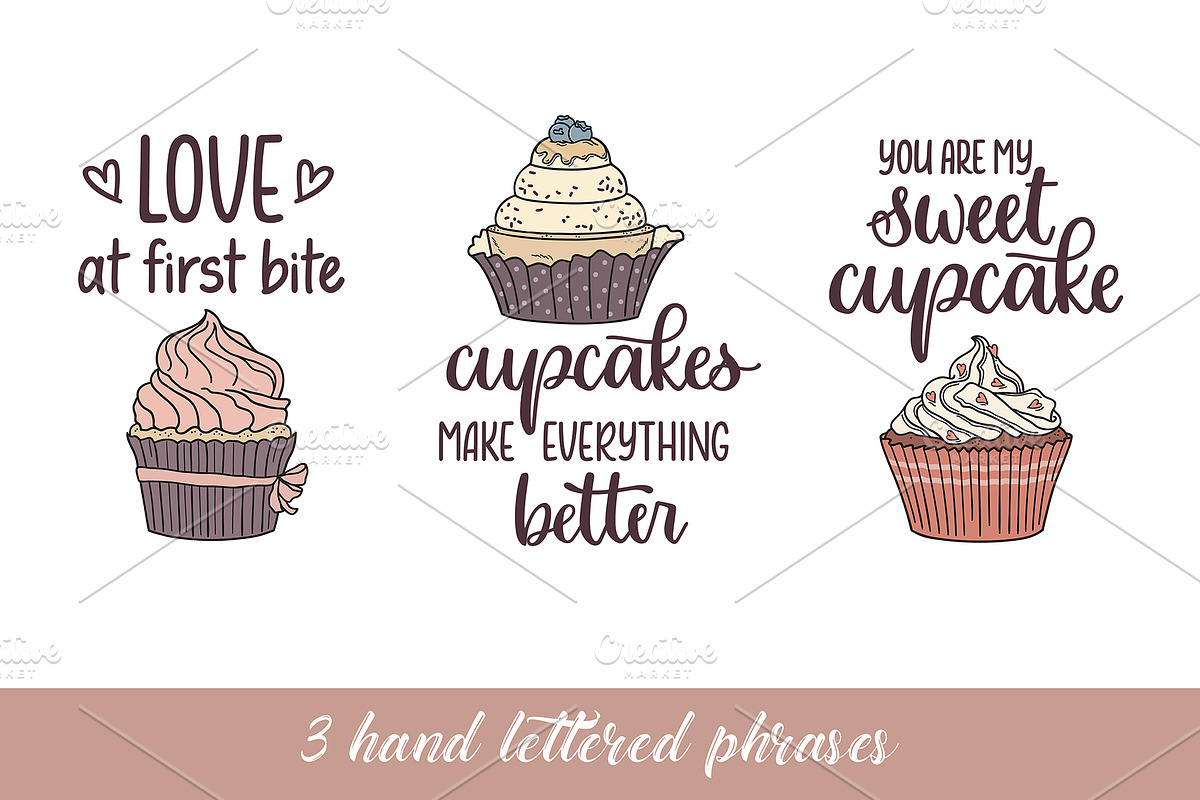 Cupcakes hand drawn vector set, a Graphic by InkySplash (Photo 4 of 7)