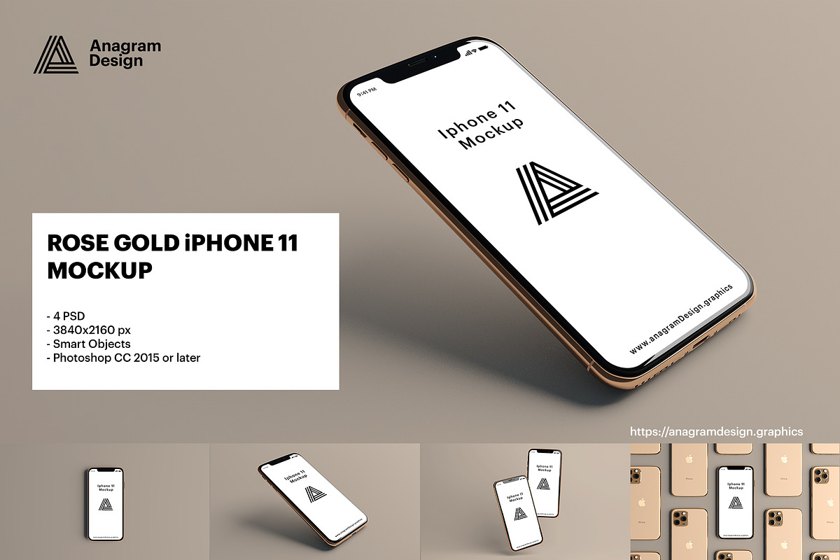 Rose Gold Iphone 11 Mockup, an iPhone Mockup by AnagramDesign (Photo 1 of 5)