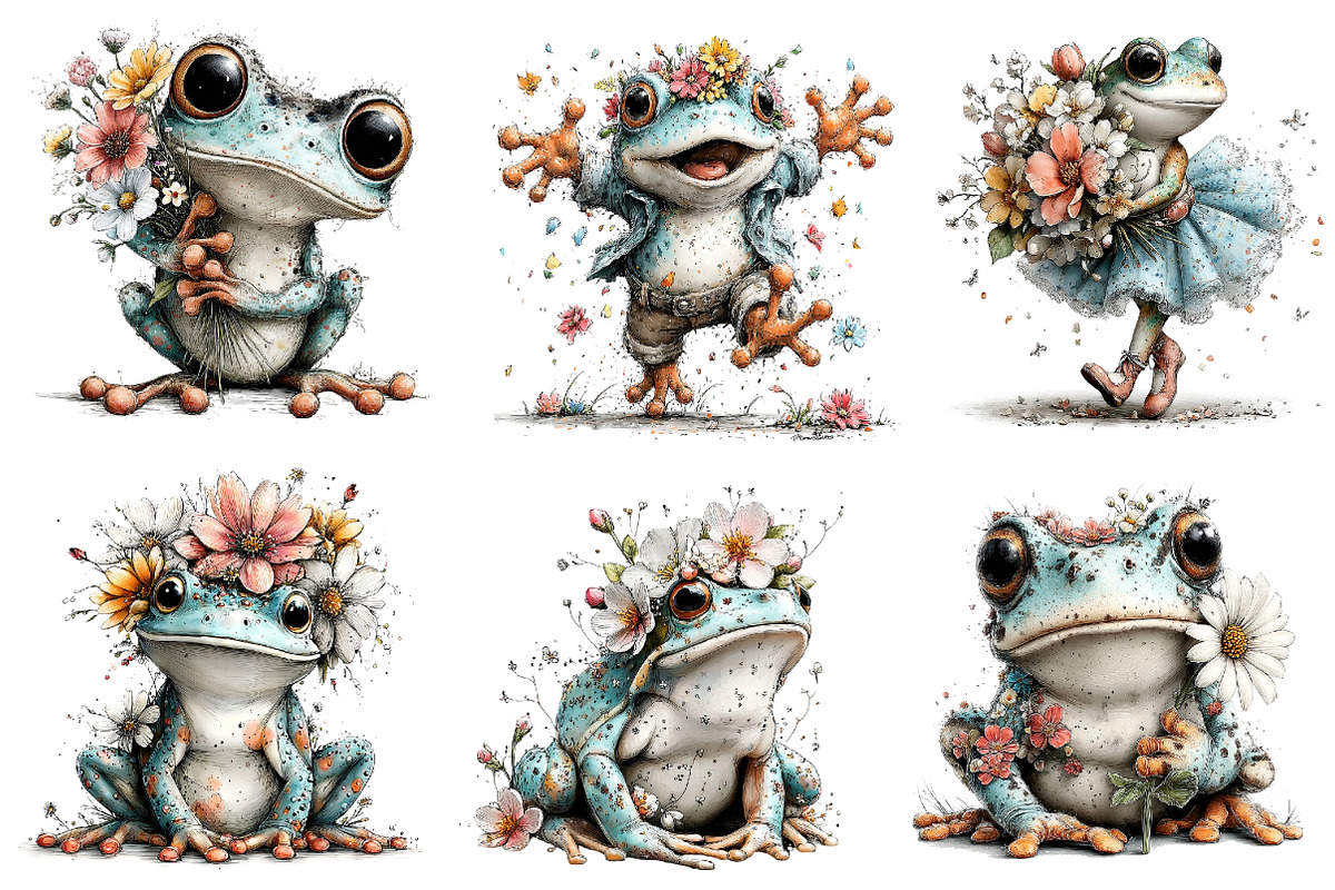 Whimsical Spring Frog Clipart, an Illustration by Dream Creation (Photo 4 of 6)
