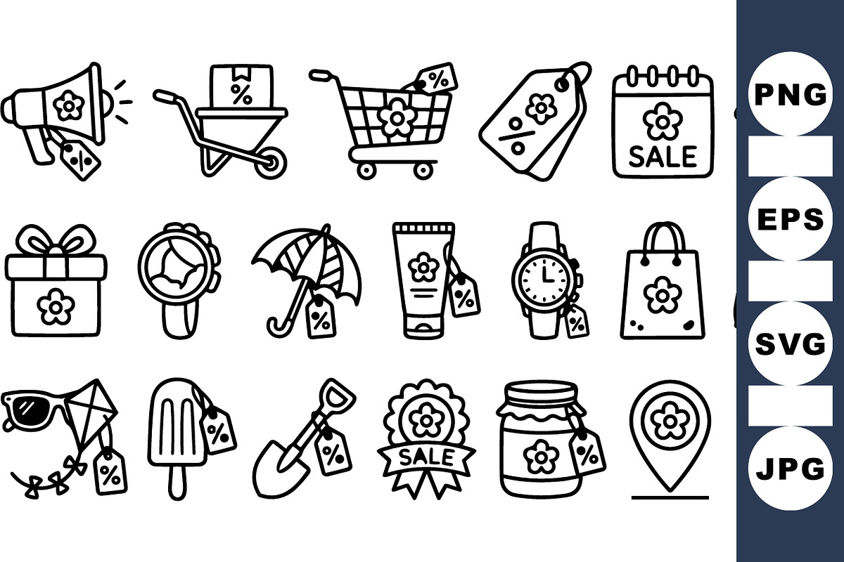 Retail Sale Outline Icons Set, an Illustration by designvectx (Photo 1 of 3)
