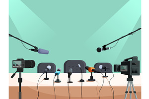 Interior press conference studio, a Person Illustration by Valerie Bodnar
