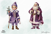 Purple Christmas Watercolor Clipart, a Decorative Illustration by danishgraphics (Thumbnail 2 of 9)
