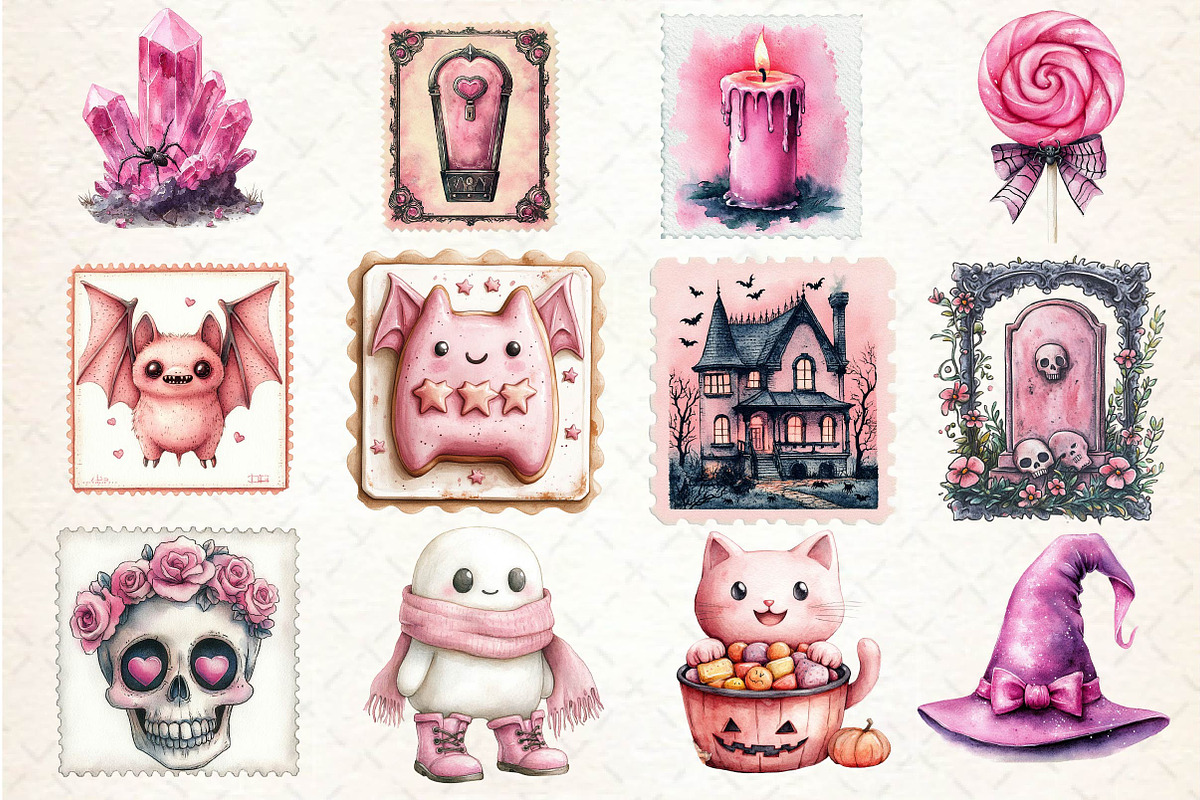 Pink Halloween Sublimation Clipart, an Illustration by Dream Creation (Photo 3 of 5)