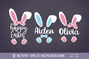 Easter Bunny Ears Split Monogram svg, an Illustration by Peachycottoncandy (Thumbnail 1 of 8)