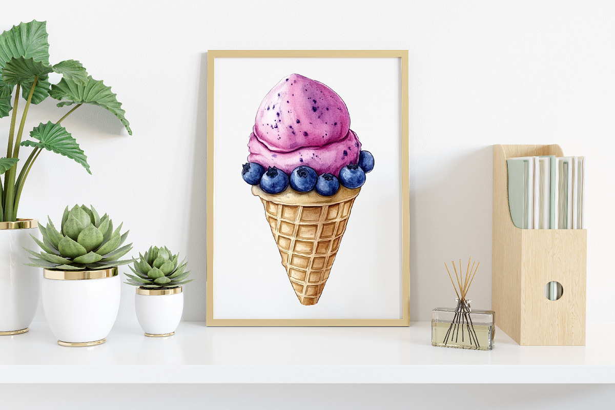 Watercolor Ice Cream Shop Clipart, an Illustration by Canvas Craft (Photo 2 of 7)