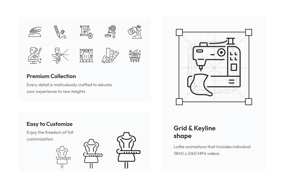 Animated Crafts Icons, an Outline Icon by Prosymbols (Photo 3 of 4)