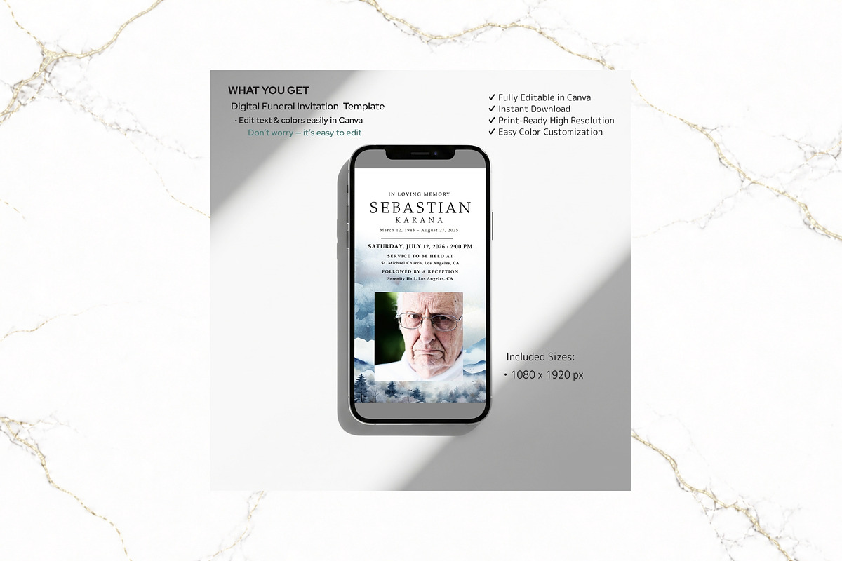 Digital Funeral Invitation CV FR010, a Social Media Template by TyphoonStudio (Photo 2 of 5)
