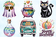 Groovy Halloween Clipart, an Illustration by Craft Nest (Thumbnail 3 of 6)