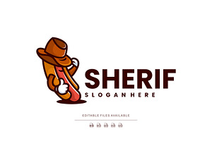 Sheriff Hotdog Cartoon Logo