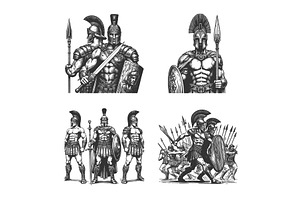 Ancient Spartan Greek warriors, an Illustration by AlexArt