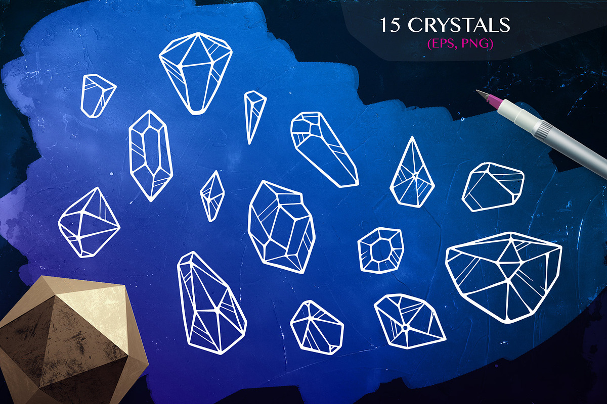 Crystals neon vector clipart, an Illustration by Brandianna (Photo 2 of 7)