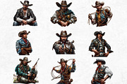 Western Cowboy Portrait clipart, a Person Illustration by ThatsDesignArt (Thumbnail 9 of 10)