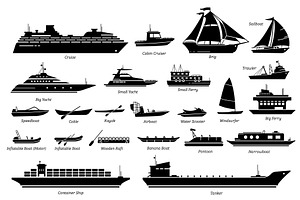 Water Transportation Vessel Icons