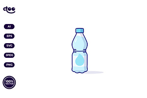 Simple Fresh Mineral Beverage Bottle, a Food Illustration by Satisfactoons