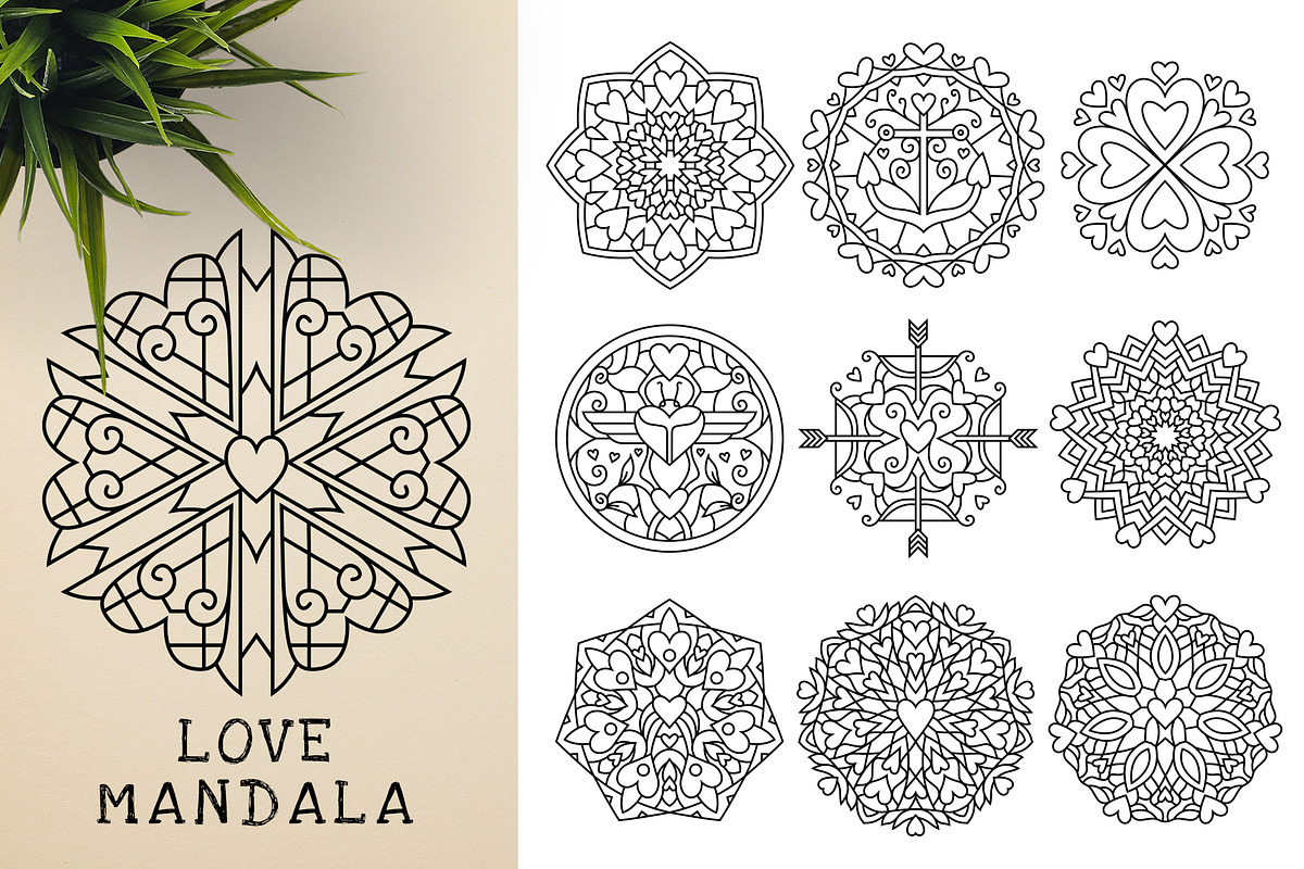300 Vector Mandala Ornaments, a Decorative Illustration by pixaroma (Photo 26 of 49)
